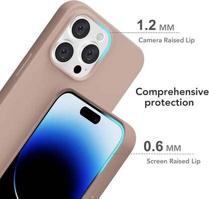 for iPhone 14 Pro Case Silicone Compatible with Magsafe Case, Ultra Slim Thin Magnetic Phone Cases Mag Safe, Cute Soft Rubber Gel TPU Matte Plain Wireless Charging Cover for Women, Brown