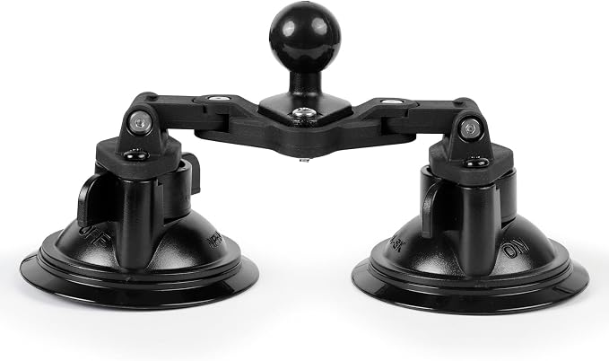 Dual Suction Cup Mount Base with 1-Inch Ball, Compatible with RAM Mounts B Size Double Socket Arms & 25mm Ball Systems