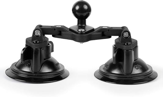 Dual Suction Cup Mount Base with 1-Inch Ball, Compatible with RAM Mounts B Size Double Socket Arms & 25mm Ball Systems