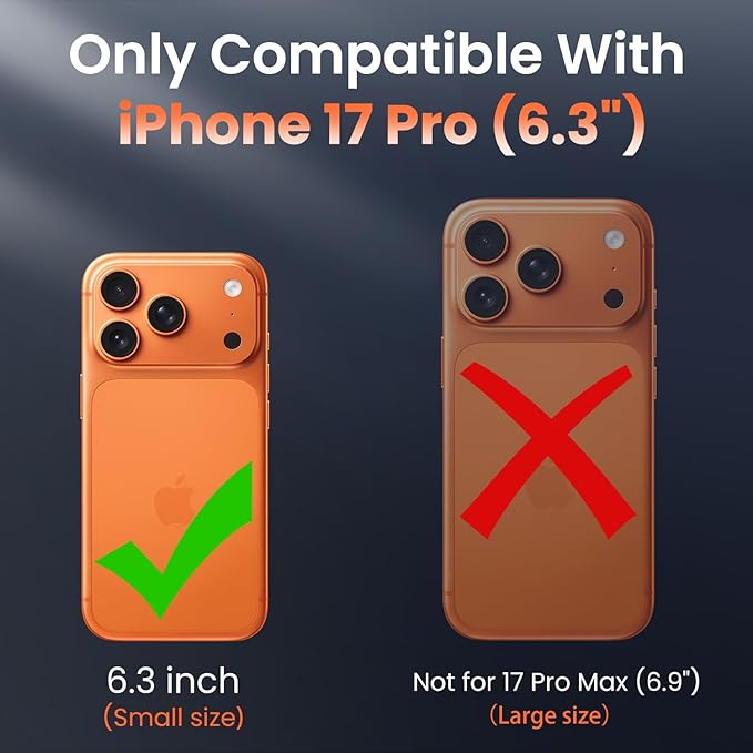 Camera Lens Protector for iPhone 17 Pro 6.3"（2025）-Single Piece,Ultra Thin Aluminum Alloy Frame,9H Dual-Strength Glass with 99% AR Light Transmittance,Case Friendly, Orange
