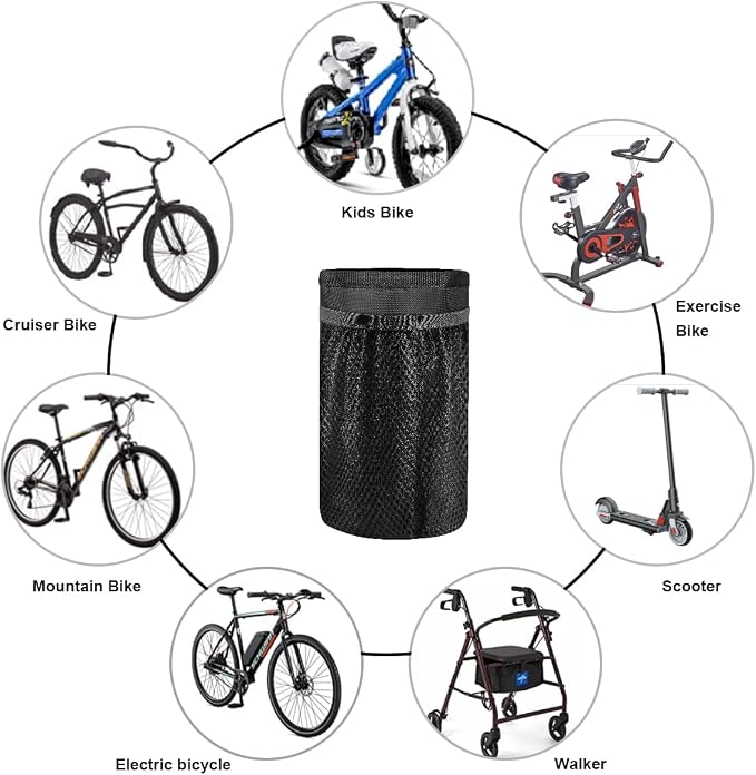 Caudblor Bike Water Bottle Holder Bag for Kid Adult, Insulated Bicycle Coffee Cup Holders with Phone Storage, Black Handlebar Drink/Beverage Container for Walker/Cruiser/Exercise/Mountain Bike