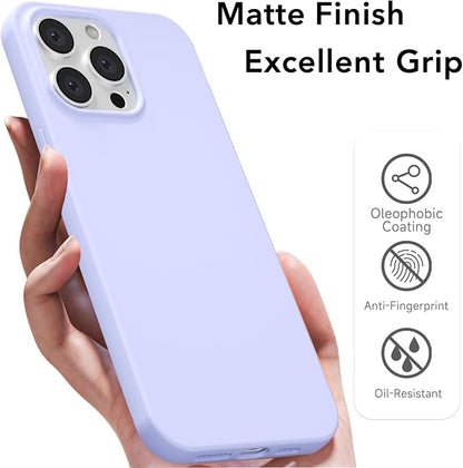 for iPhone 15 Pro Case Silicone Compatible with Magsafe Case, Ultra Slim Thin Magnetic Phone Cases Mag Safe, Cute Soft Rubber Gel Matte Plain Wireless Charging Cover for Women, Purple Lavender