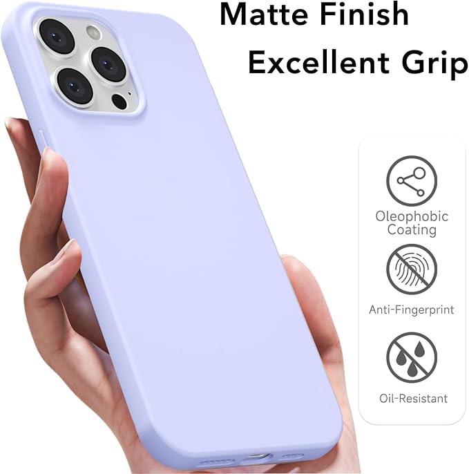 for iPhone 14 Pro Case Silicone Compatible with Magsafe Case, Ultra Slim Thin Magnetic Phone Cases Mag Safe, Cute Soft Rubber Gel Matte Plain Wireless Charging Cover for Women, Purple Lavender