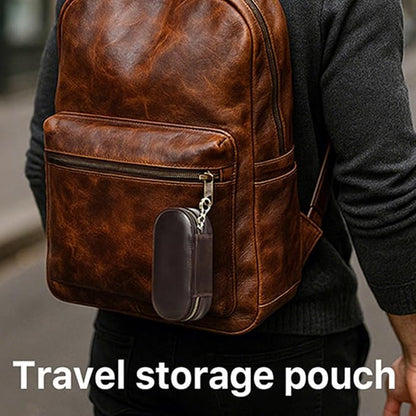CONTACTS Full Grain Leather Electronics Organizer Small Cable Bag Handmade Tech Pouch Travel Organizer for Cable, Charger Cord