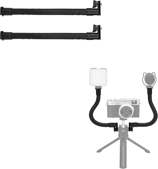 JJC 2-Pack Flexible Extension Arm, Adjustable Magic Arm Grip Mic Stand Extension for Camera Smartphone Vlog Shooting Recording, with 2 Cold Shoe Mount Attach LED Light or Microphone