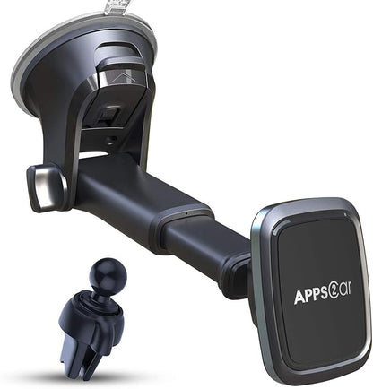 APPS2Car 3-in-1 Car Phone Mount Magnetic Dashboard Windshield Air Vent Mount Phone Holder for Car Universal Car Phone Holder with Powerful Suction Cup Built-in Strong 6 Magnets for All CellPhones