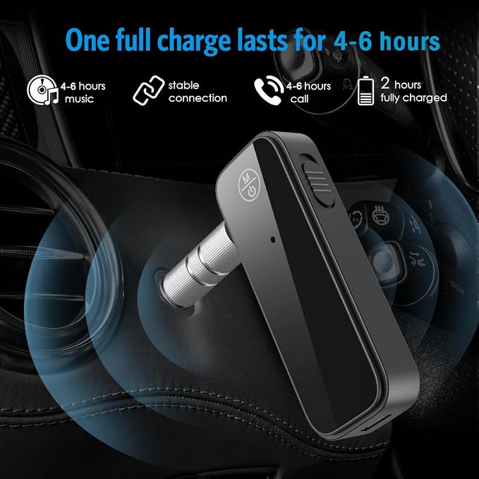 JXTZ Aux Bluetooth 5.3 Adapter for Car, 2 in 1 Wireless Bluetooth Transmitter and Receiver for Headphones Car Home Audio Speaker, Portable 3.5mm Wireless Audio Receiver, Hands-Free Call