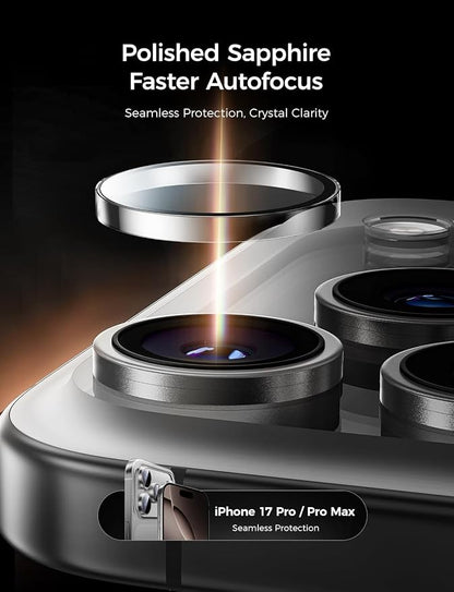 MAGIC JOHN for iPhone 17 Pro Max/17 Pro Camera Lens Protector [Alignment Kit&1:1 Invisible Fit] 9H Aerospace Tempered Glass, Ultra HD, Metal Individual Ring, Set of 2,Clear