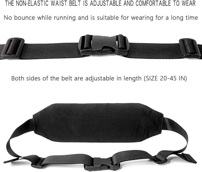 Slim Running Belt Fanny Pack for Women Men, phone holder for running Pouch, Waist belt for Workout, Marathon Jogging Running Gear Accessories [Fits ALL Phones] ﻿ (BLACK)