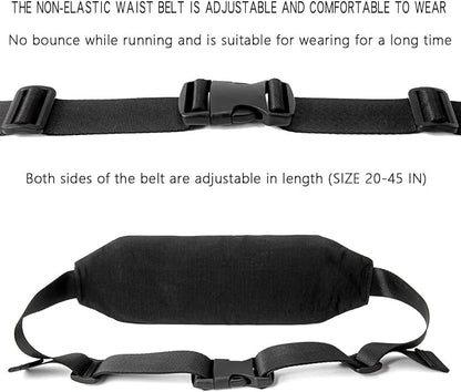 Slim Running Belt Fanny Pack for Women Men, phone holder for running Pouch, Waist belt for Workout, Marathon Jogging Running Gear Accessories [Fits ALL Phones] ﻿ (BLACK)