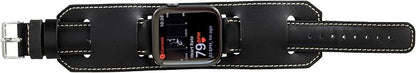 HARDISTON Cuff Watch Band Compatible with Apple 42mm (Ser.10) for Men & Women, Handmade Genuine Leather, Compatible with iWatch Series 11 10 9 8 7 6 5 4 3 2 1 SE Ultra, Wristband, Small/Band-Black