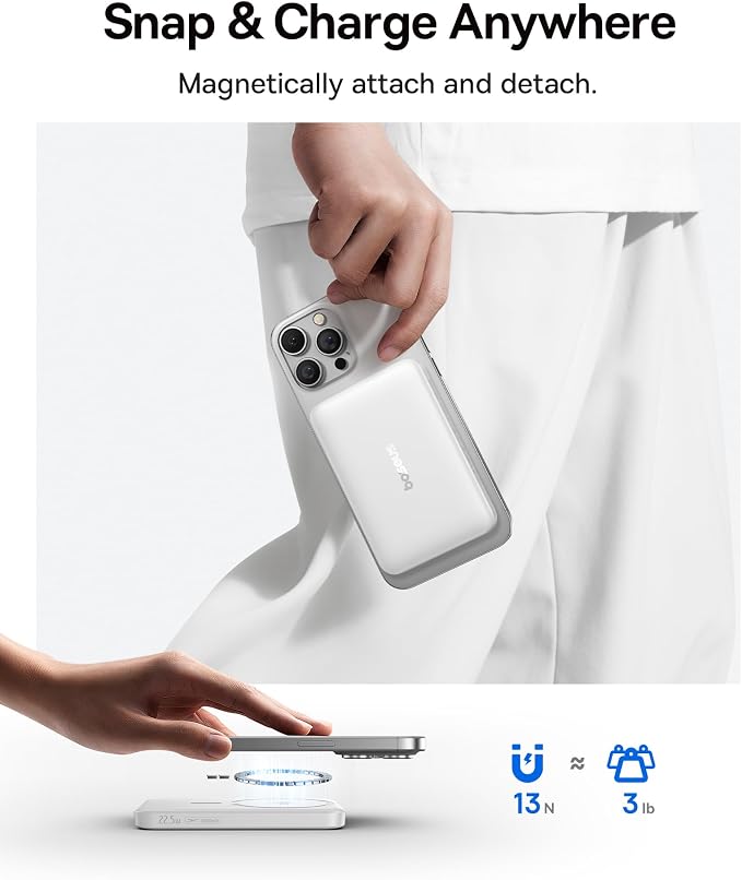 Baseus for MagSafe Portable Charger, Qi2 Certified 15W Wireless Magnetic Power Bank 10000mAh with USB-C Cable 22.5W PD Charging, Battery Pack Compatible with iPhone 17/16/15/14/13 Pro/Pro Max Series