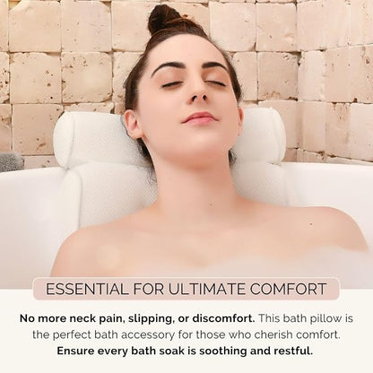 Bath Pillow and Bathtub Tray Set for Tub | Luxurious, Relaxing Home Spa Accessories with Bath Tub Pillows for Head and Neck, Foldable Bath Tray Caddy Organizer | Relaxation Gifts for Women Self Care