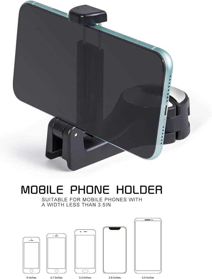 2 in 1 Car Seat Hook with Phone Holder, Universal 360° Swivel Headrest Hook, Handbag Holder Hanger Storage Box, Silent, Drop Resistant and Universal Fit