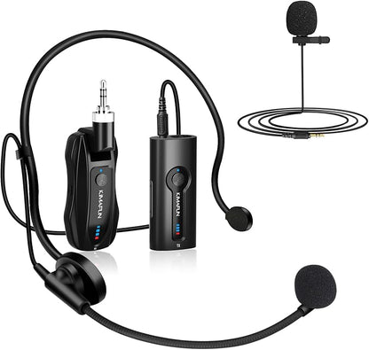 KIMAFUN Wireless Lavalier Microphone System, Wireless 2.4GHz Lapel Mics Handheld Mic 2 in 1 for Teaching, Teachers, Speech, Tour Guiding, Speaker, Amplifier, PA System, Broadcast, KM-G70(1TX1RX)