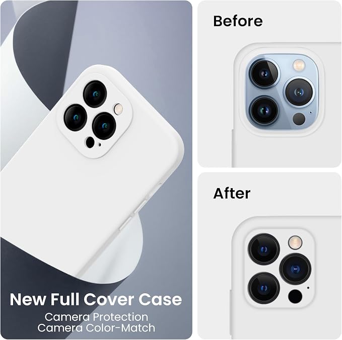 FireNova Designed for iPhone 13 Pro Max Case, Silicone [Camera Protection] Phone Case, Soft Anti-Scratch Microfiber Lining Inside, 6.7 inch, White