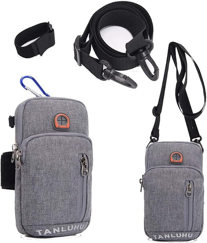 Men Women Sport Running Armband Cellphone Holder Pouch Crossbody Shoulder Purse Arm Bag for Samsung Galaxy S22 Ultra Plus S20 FE S21 Fe A53 5G A12 A13 5G A22 A32 A52 Pixel 6 Pro Moto G Pure (Gray)