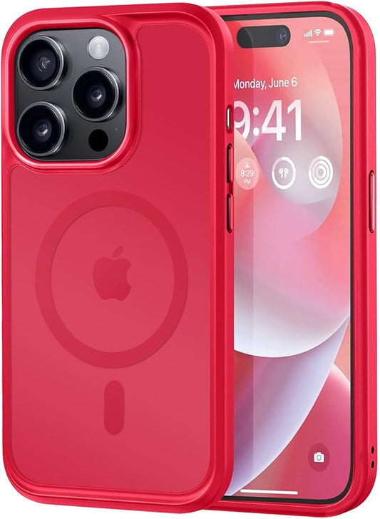 MOCCA Strong Magnetic for iPhone 14 Pro Case, [Compatible with Magsafe][13FT Military Drop Protection] Slim Translucent Matte Shockproof Case for iPhone 14 Pro Phone Case 6.1'', Red