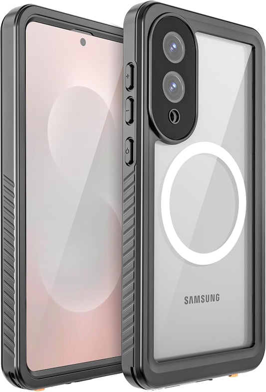 Magnetic for Samsung Galaxy S25 Edge Case, IP68 Waterproof Dustproof Case, [Built-in Screen Protector] Full Body Heavy Duty Rugged Phone Cover for Galaxy S25 Edge 6.7 inch Black