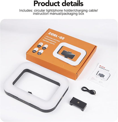 Smartphone Ring Selfie Light Kit Handheld LED Mobile Video Stabilizer Fill Lighting Rig Lights Built-in 8000mAh Battery Rechargeable for Phone Camera, YouTube, TIK tok Video Recording, Make up