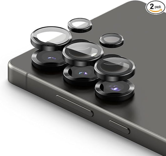 Ringke Camera Lens Frame Glass [Individual Lens Covers] Compatible with Samsung Galaxy S25 Ultra Camera Lens Protector, Tempered Glass Covers and Aluminum Alloy Frames - 2 Pack