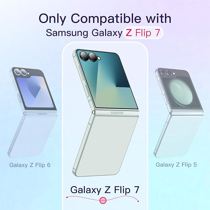 JETech 3 in 1 Case for Samsung Galaxy Z Flip 7, Clear | 2 Tempered Glass Front Screen Protectors, Scratch Resistant, Crystal Transparent Hard PC Shell, Protective Phone Cover