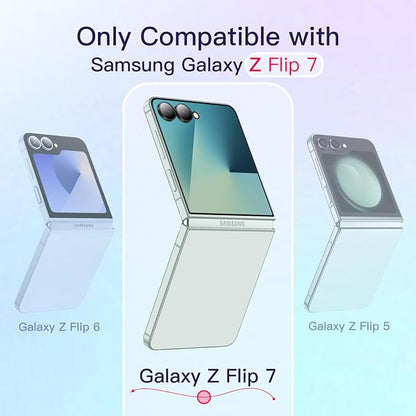 JETech 3 in 1 Case for Samsung Galaxy Z Flip 7, Clear | 2 Tempered Glass Front Screen Protectors, Scratch Resistant, Crystal Transparent Hard PC Shell, Protective Phone Cover