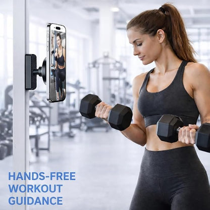 LEPHYON Magnetic Phone Holder for Gym, Ultra Strong Magnet Phone Mount for Exercise Equipment, Compatible with iPhone Samsung All Cell Phones, Adjustable 360° Rotation, No-Slip Workout Accessory