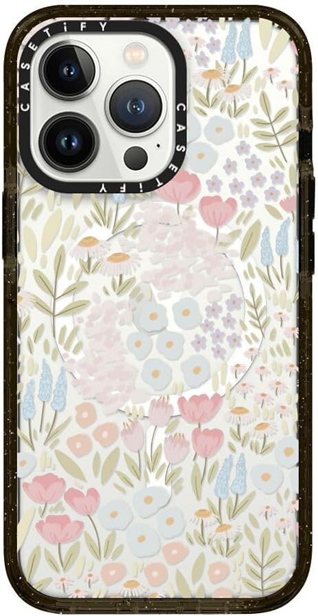 CASETiFY Impact iPhone 13 Pro Case [4X Military Grade Drop Tested / 8.2ft Drop Protection/Compatible with Magsafe] - Eleanor by Ivory Paper Co - Clear Black