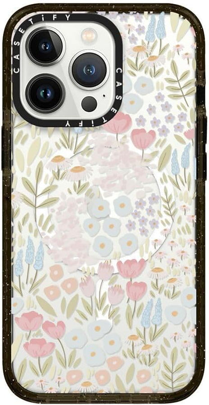 CASETiFY Impact iPhone 13 Pro Case [4X Military Grade Drop Tested / 8.2ft Drop Protection/Compatible with Magsafe] - Eleanor by Ivory Paper Co - Clear Black