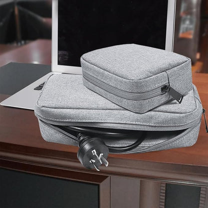 CAAORDKSO 2PCS Electronics Organizer Travel Case, Electronic Accessories Bag, Waterproof Accessories Storage Pouch for Power Bank, Cable, Cord, Charger, Mouse, Various Accessories (Small+Big-Gray)