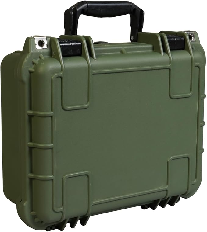 Jack Boss 14x 11.5x 6.5 Inch Hard Case, Portable Weather Waterproof Protective Camera Case with Customizable Foam, Fit Use of Drones, Camera, Equipments, Green