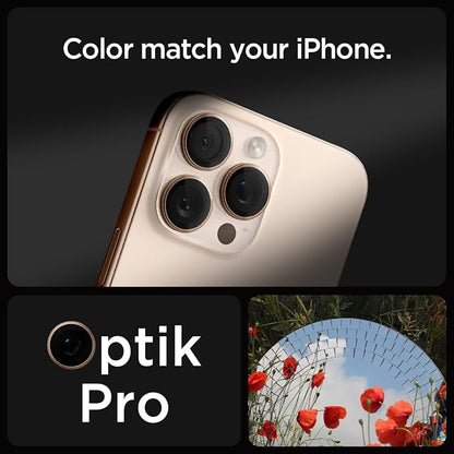 Spigen Camera Lens Screen Protector [GlasTR EZ Fit Optik Pro] Designed for iPhone 16 Pro Max/iPhone 16 Pro [Case Friendly] - Desert Titanium [2 Pack]