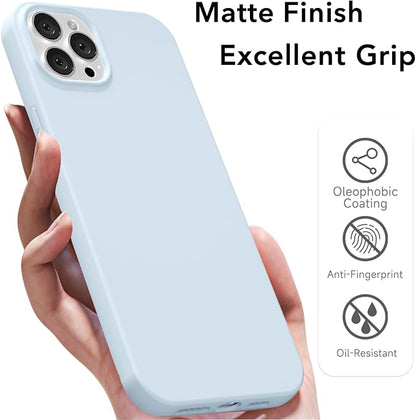 for iPhone 12/12 Pro Case Silicone Compatible with Magsafe Case, Ultra Slim Thin Magnetic Phone Cases Mag Safe, Cute Soft Rubber Gel Matte Plain Wireless Charging Cover for Women, Light Blue