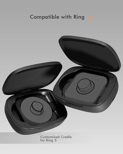 Doohoeek Updated Charging Case Compatible with Oura Ring 4 & 3 Charger, Wireless Power Station Fits Official Chargers & Fit All-Sized Rings Gen 4 & 3 1000mAh (Official Charger NOT Included), Black