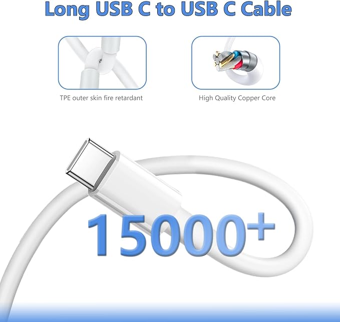 10FT for iPhone 17 16 15 Charger Fast Charging, Long USB C to C Charger Cord with 20W Type C Phone Fast Charging Block for iPhone 17/17 Air/17 Pro max/17 Plus/16e/16 Pro/15 Pro/15 Pro max,iPad, 1Pack