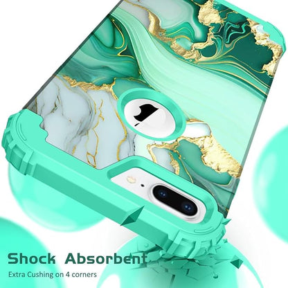 Hocase Heavy Duty Shockproof Protection Hard Plastic+Silicone Rubber Hybrid Protective Case for iPhone 7 Plus/iPhone 8 Plus - Mint Green