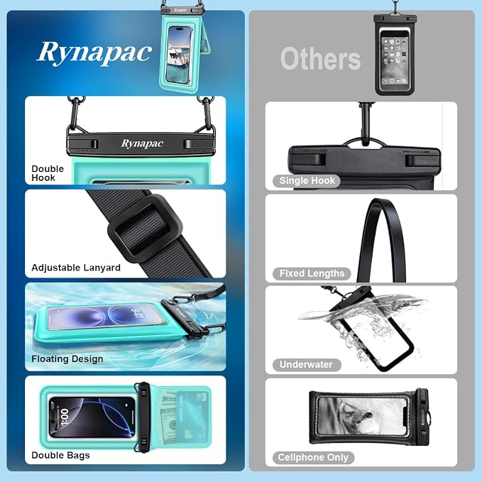 [Up to 8.5''] Floating Waterproof Phone Pouch 2 Pack, IPX8 Double Space Waterproof Phone Case with Lanyard for iPhone 17 16 15 Pro Max, Galaxy S26 Ultra, Cellphone Dry Bag Beach Cruise Ship Essentials
