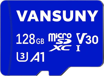 Vansuny Micro SD Card 128GB microSDXC Memory Card with SD Adapter A1 App Performance V30 4K Video Recording C10 U3 Micro SD for Phone, Security Camera, Dash Cam, Action Camera