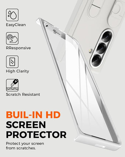 NINKI Kickstand for Samsung Galaxy Z Fold 8 Ultra Case with with Screen Protector & Stand,Grip Cover for Samsung Z Fold 8 Ultra Phone Case with Strap,Galaxy Z Fold 8 Ultra Hinge Protective Cover White