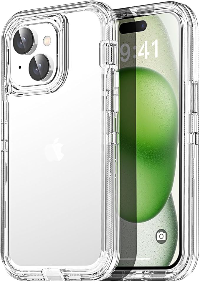 AICase for iPhone 15 Case Clear 3 in 1 Heavy Duty Drop Protection Full Body Rugged Shockproof/Dust Proof 3-Layer Military Protective Tough Durable Cover for iPhone 15 6.1"_1