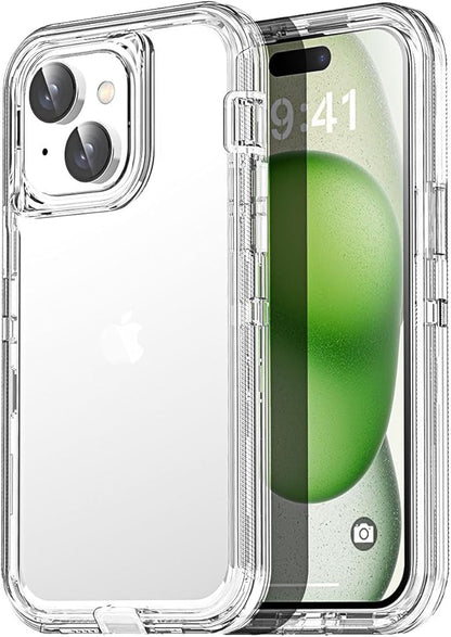 AICase for iPhone 15 Case Clear 3 in 1 Heavy Duty Drop Protection Full Body Rugged Shockproof/Dust Proof 3-Layer Military Protective Tough Durable Cover for iPhone 15 6.1"_1