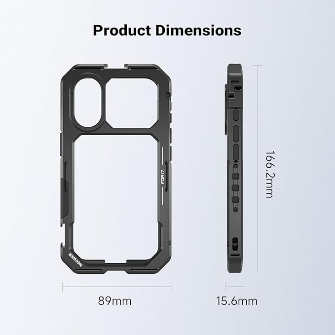 NEEWER Phone Cage Compatible with iPhone 17 Only, Quick Release Video Rig Stabilizer Accessories Kit with 67mm Filter Ring, 17mm Lens Backplate, T Mount Adapter, Camera Control Cap, PA158 (Black)
