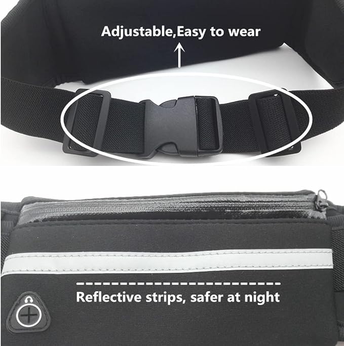 Slim Running Belt for Women Men,Runners Fanny Pack Phone Holder,Run Pouch Waist Belt for Workout Jogging,Money Belt Running Gift Gear Accessories(Black)