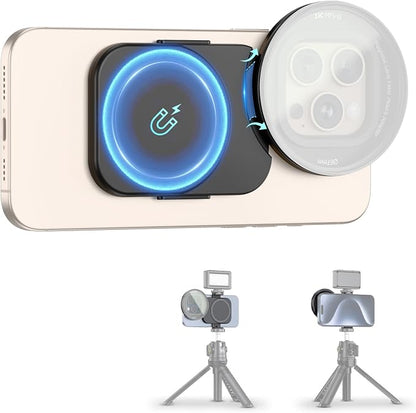 67mm Phone Lens Filter Adapter Mount for iPhone 16 15 14 Pro Pro Max Plus, Double-Sided Magnetic Phone Lens Filter Ring with 1/4-20" Screw & Cold Shoe Mount Pull-Out to fit 16 15 Pro Max (No Filters