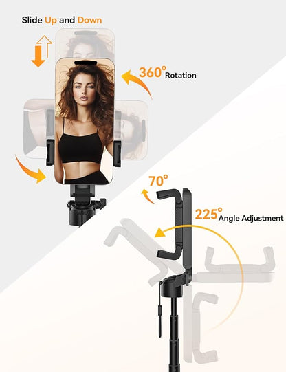 Takerers Portable Selfie Stick Tripod with Remote【Pocket Size】 4-in-1 Extendable Cell Phone Tripod【360° Rotation】 Mini Selfie Stick for iPhone Android Phone Holder for Video Recording Live Streaming