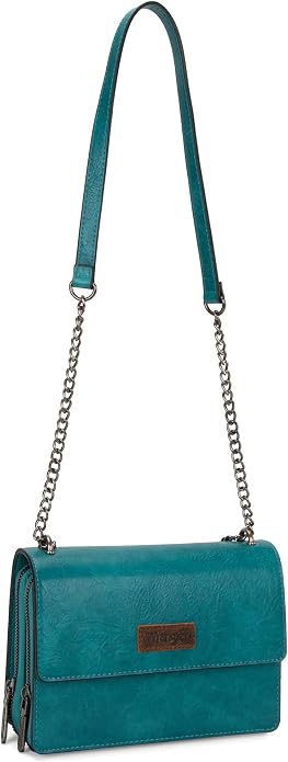 Wrangler Flap Crossbody Purse for Women Shoulder Bag Vintage Wallets with Chain Strap