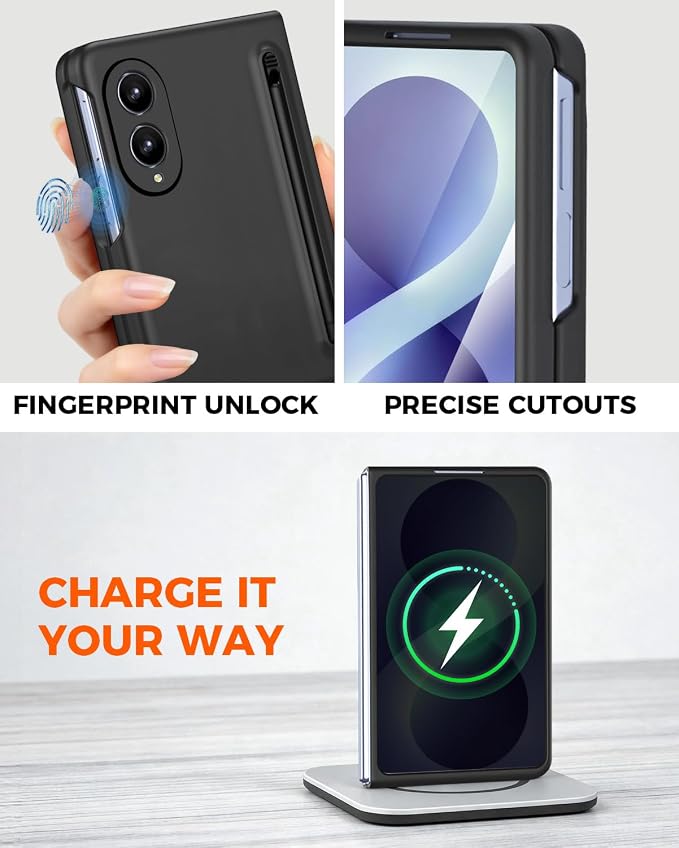NINKI Spen for Samsung Galaxy Fold 8 Case with Screen Protector,Stylus Pen Holder Military Grade Rugged Dustproof Shockproof Pen Storage Hard Case for Galaxy Fold 8 Black