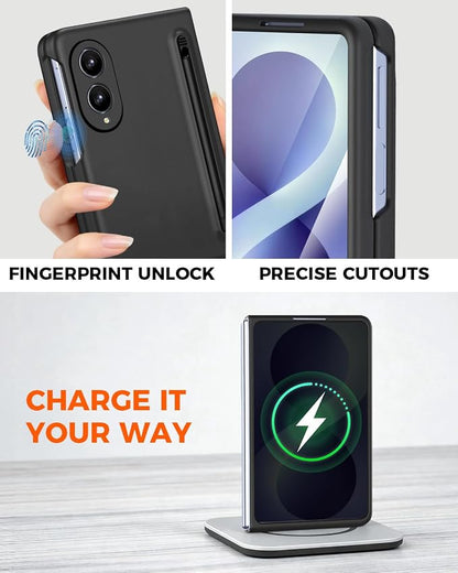 NINKI Spen for Samsung Galaxy Fold 8 Case with Screen Protector,Stylus Pen Holder Military Grade Rugged Dustproof Shockproof Pen Storage Hard Case for Galaxy Fold 8 Black