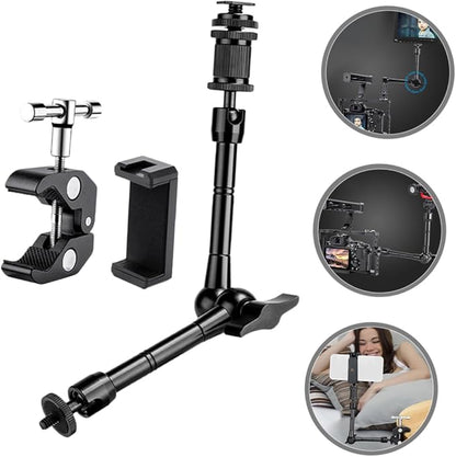 Adjustable Clip on Phone Holder Stand Rotatable Arm Mobile Phone Mount for Desk Car Bedroom Office Hands Free Viewing